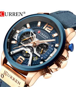 Elegant CURREN 8329 men's wristwatch with a premium leather strap, sleek design, and branded packaging, ideal for formal or casual wear